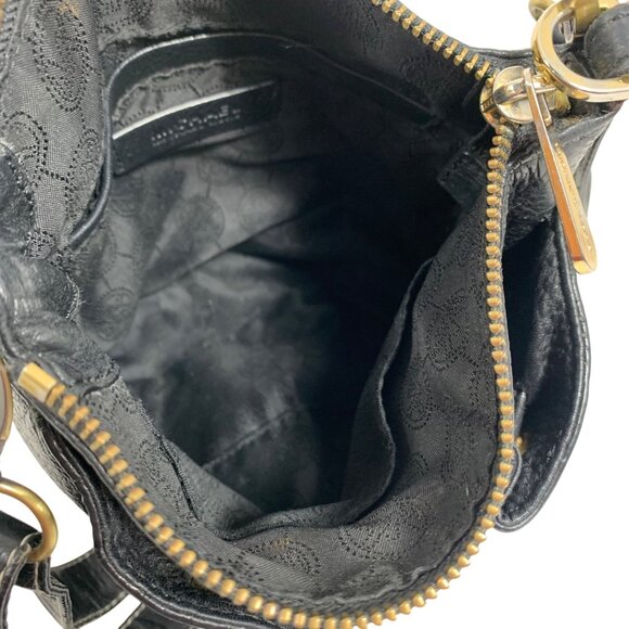 Michael Kors Camden Drawstring Tassel Bag Black Pebbled Leather - Picture 7 of 14